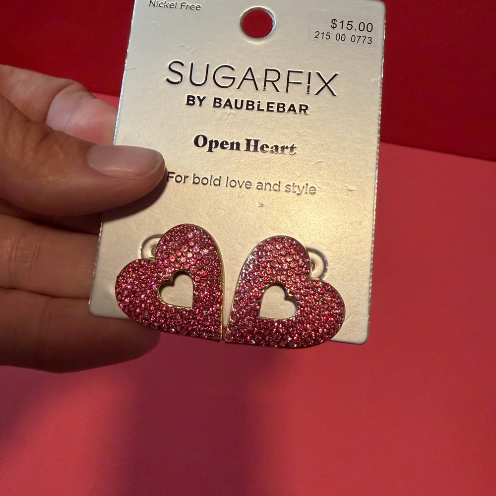 BaubleBar Sugarfix Pink Open Heart Earrings